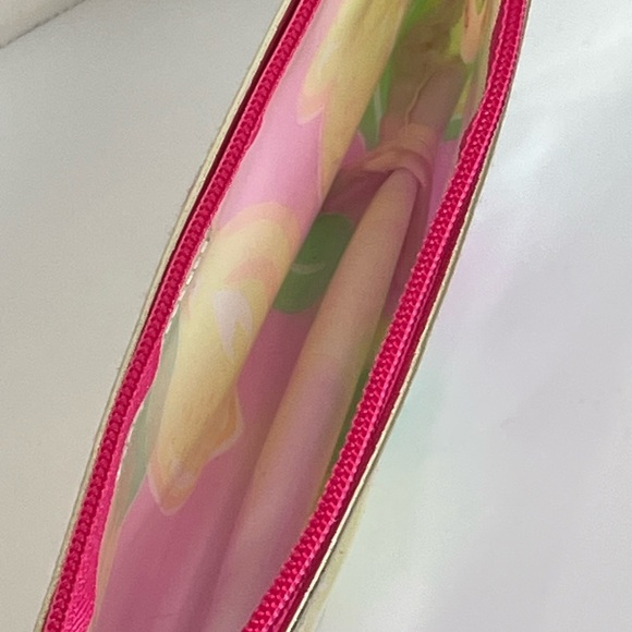 Lilly Pulitzer by Estee Lauder Pink and Lemons Zip Cosmetic Bag Gold Trim - Picture 4 of 11